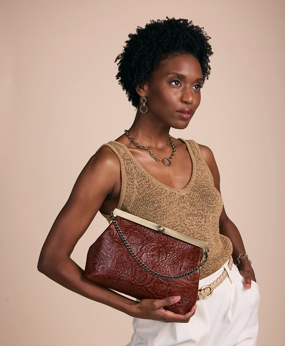 Female - Vilaine Frame | Brazilian Supple Tooled | Cognac - cognac - by Patricia Nash - View 2 of 7