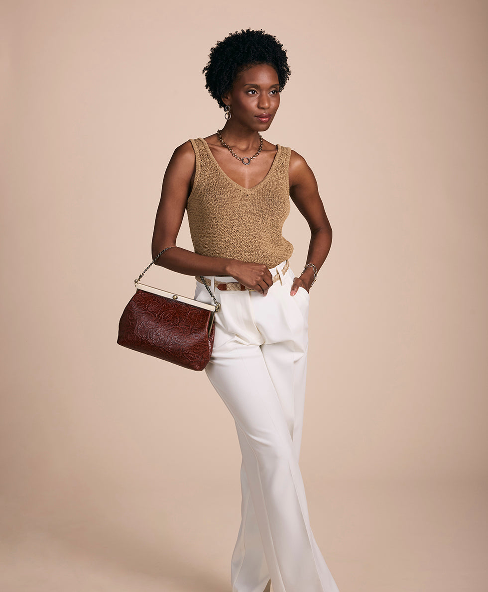 Female - Vilaine Frame | Brazilian Supple Tooled | Cognac - cognac - by Patricia Nash - View 7 of 7