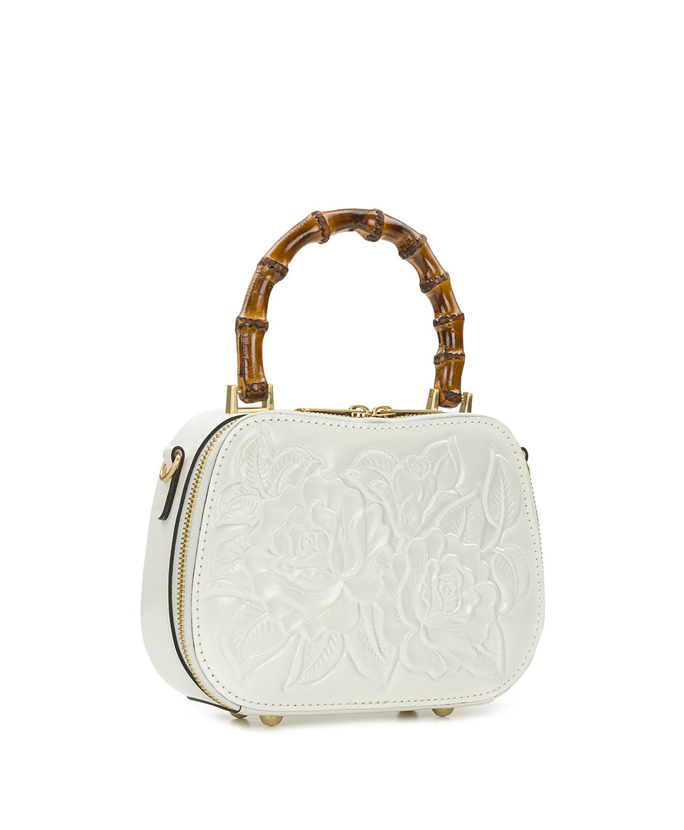 洋楽 NASHPAINTS Lara Top Handle Crossbody - Vintage Veg Tan Rose Tooled – Patricia