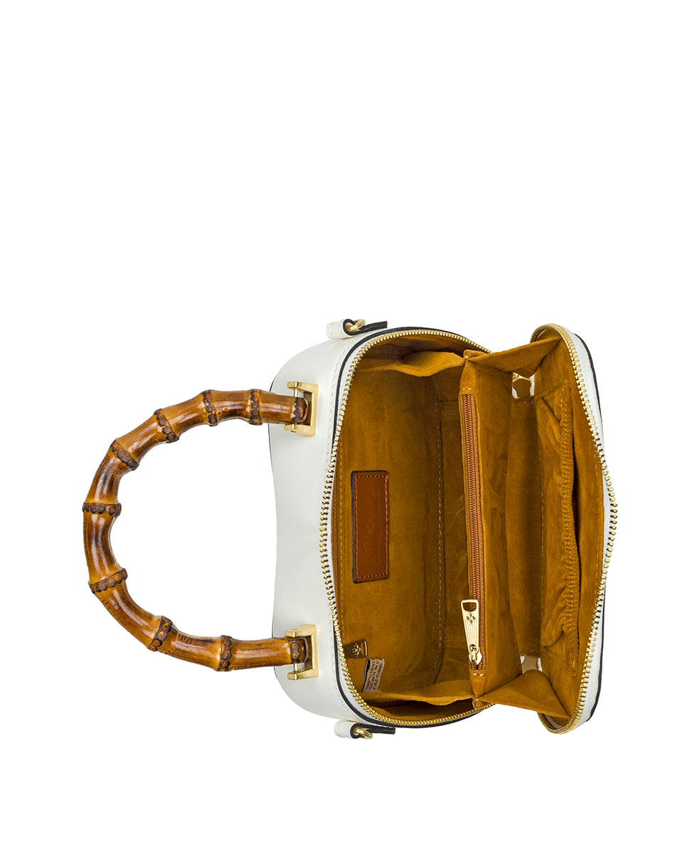 Female - Lara Top Handle Crossbody - Vintage Veg Tan Rose Tooled - meringue - by Patricia Nash - View 4 of 4