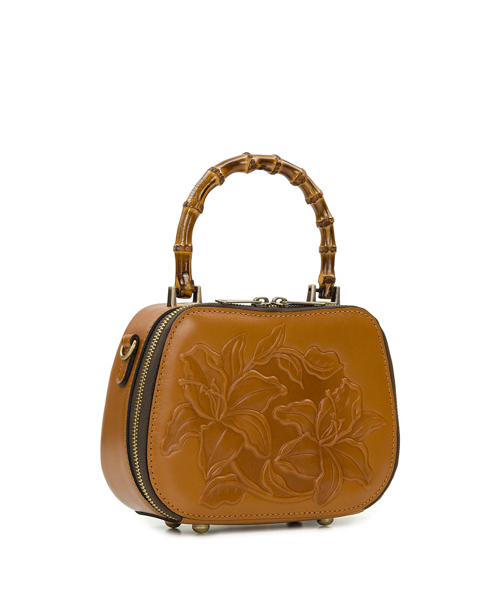 Female - Lara Top Handle Crossbody - Parisian Floral Tooled - light tan - by Patricia Nash - View 3 of 4