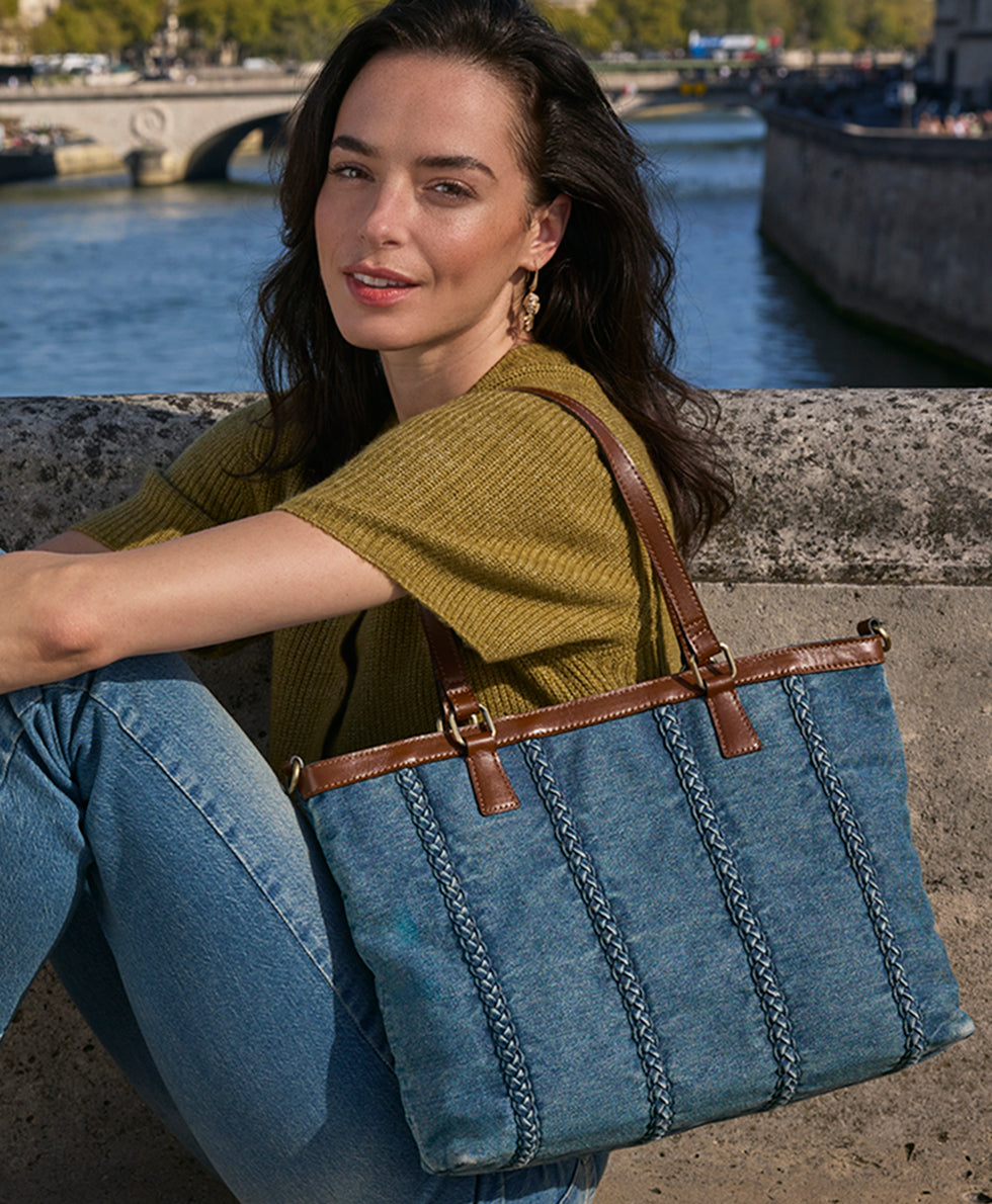 Nadine Tote Satchel - Denim Stonewashed – Patricia Nash
