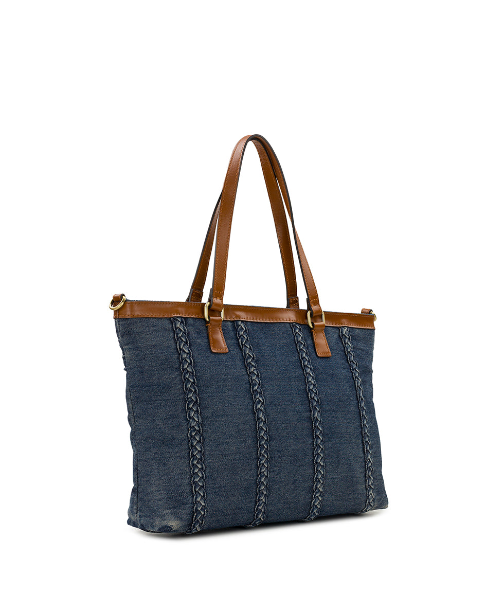 Female - Nadine Tote Satchel - Denim Stonewashed - denim - by Patricia Nash - View 3 of 6