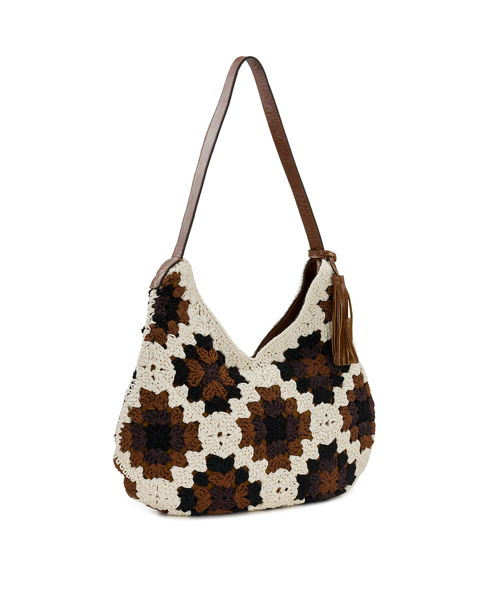 Female - Veronique Hobo - Diamond Knit - natural/cognac - by Patricia Nash - View 4 of 6