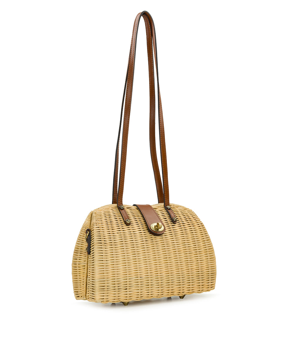 Female - Isere Wicker Satchel with Scarf - Spring Wicker - natural - by Patricia Nash - View 3 of 17