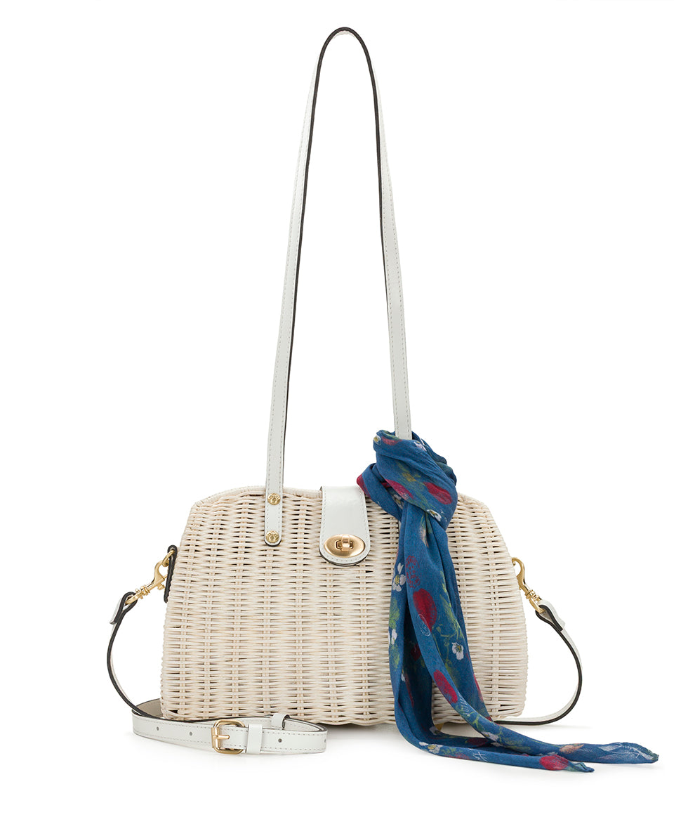 Female - Isere Wicker Satchel with Scarf - Spring Wicker - natural - by Patricia Nash - View 11 of 17