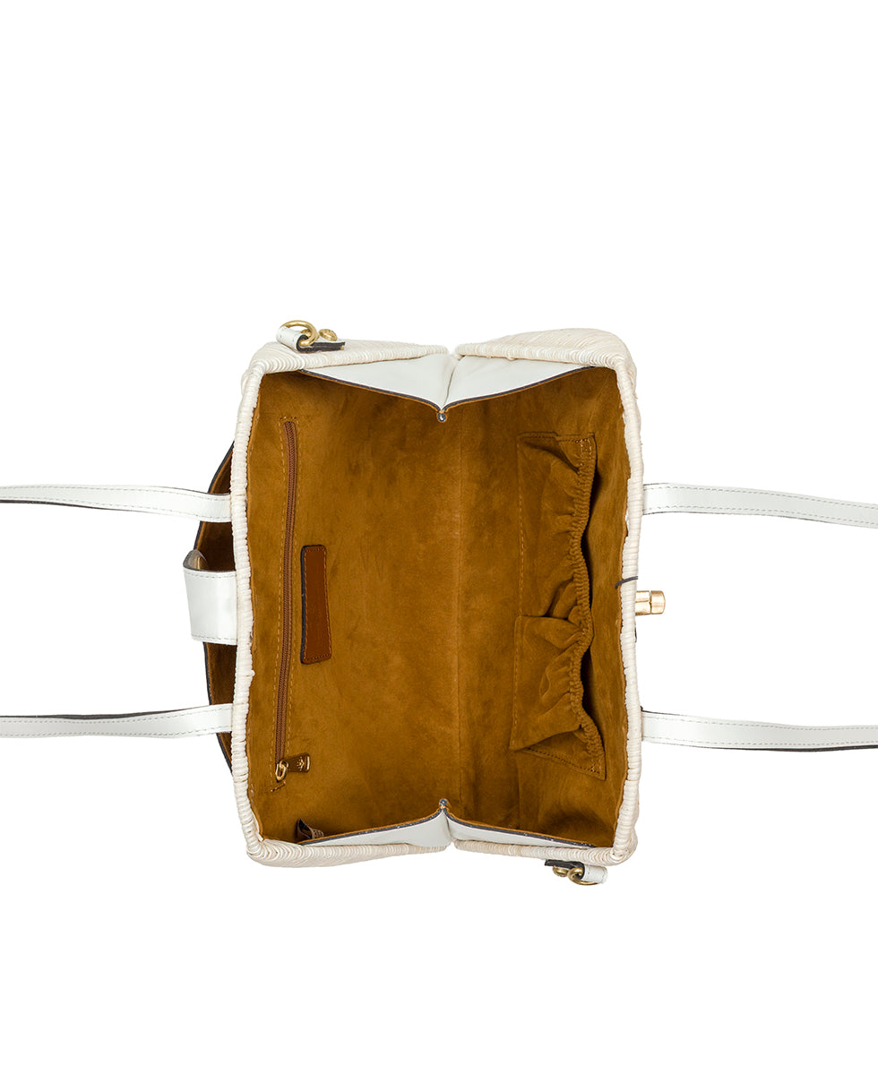 Female - Isere Wicker Satchel with Scarf - Spring Wicker - natural - by Patricia Nash - View 14 of 17