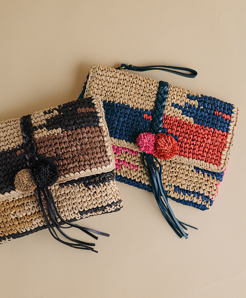 Female - Charlotte Wristlet Clutch - Specialty Woven - black/cognac - by Patricia Nash - View 6 of 13