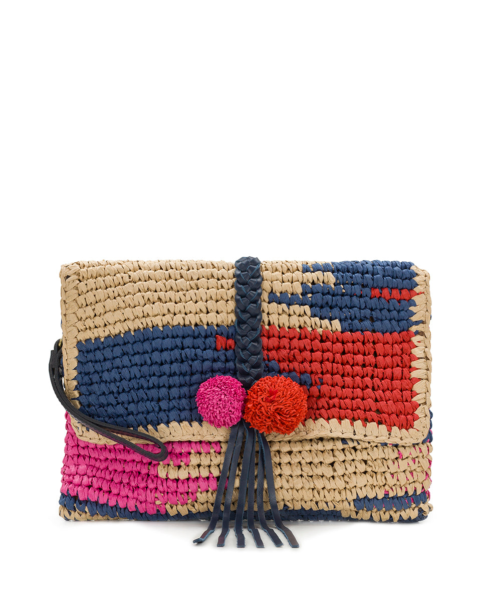 Female - Charlotte Wristlet Clutch - Specialty Woven - black/cognac - by Patricia Nash - View 7 of 13