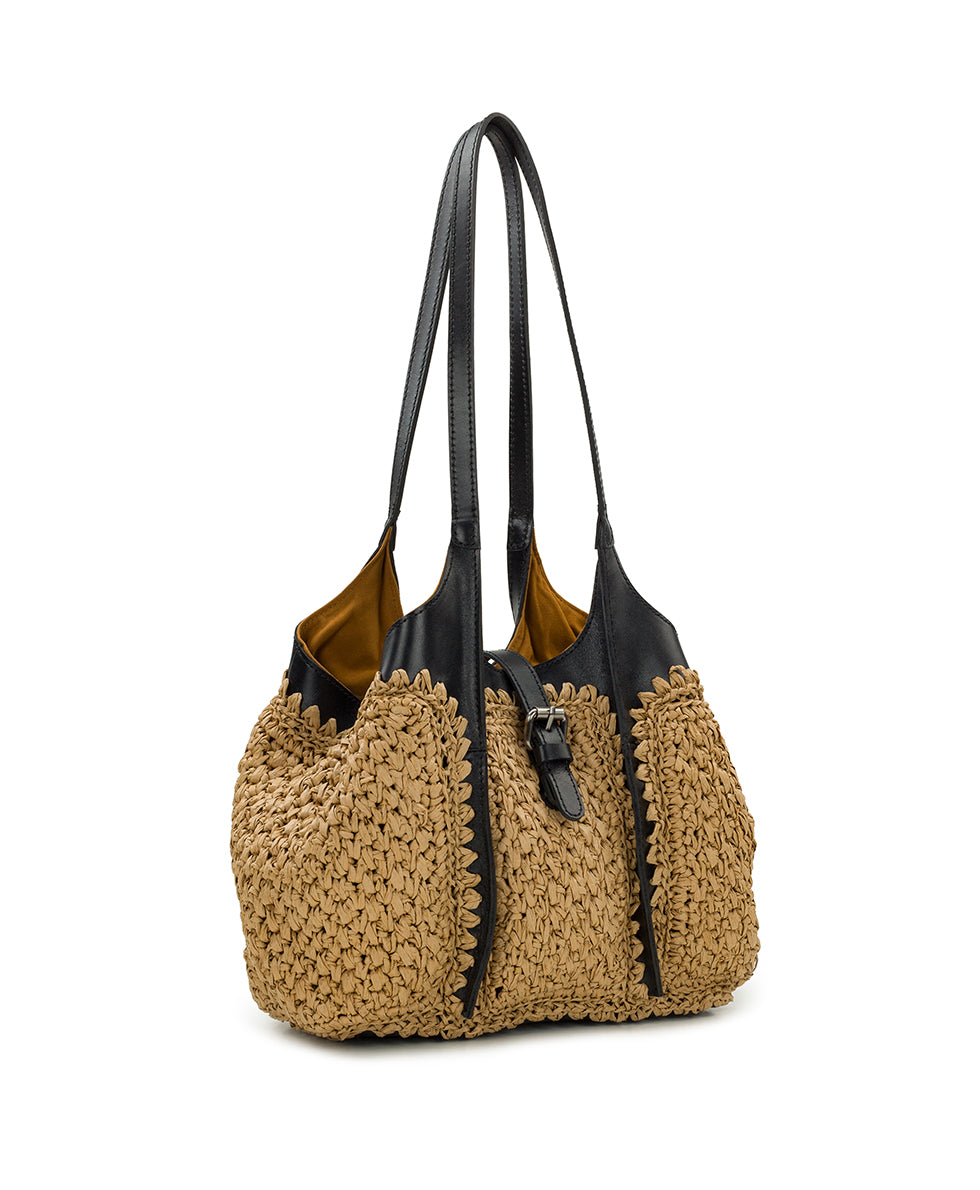 Female - Christiana Woven Satchel - Specialty Woven - natural/strawberry - by Patricia Nash - View 5 of 19