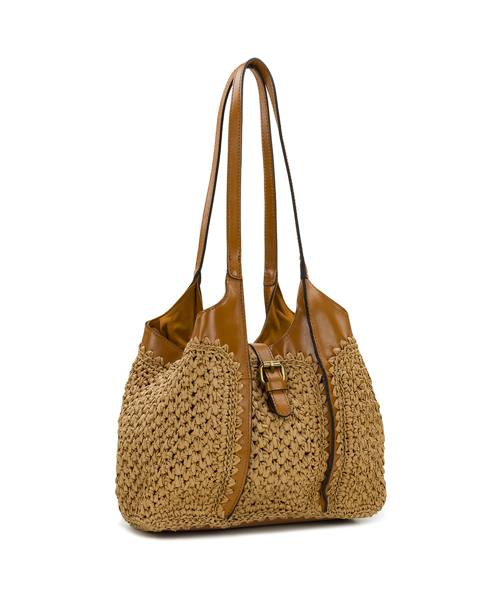 Female - Christiana Woven Satchel - Specialty Woven - natural/strawberry - by Patricia Nash - View 10 of 19