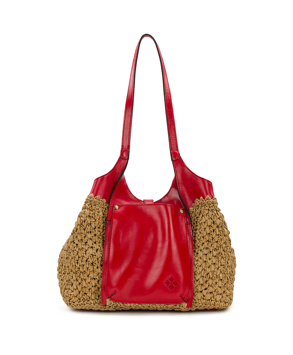 Female - Christiana Woven Satchel - Specialty Woven - natural/strawberry - by Patricia Nash - View 14 of 19