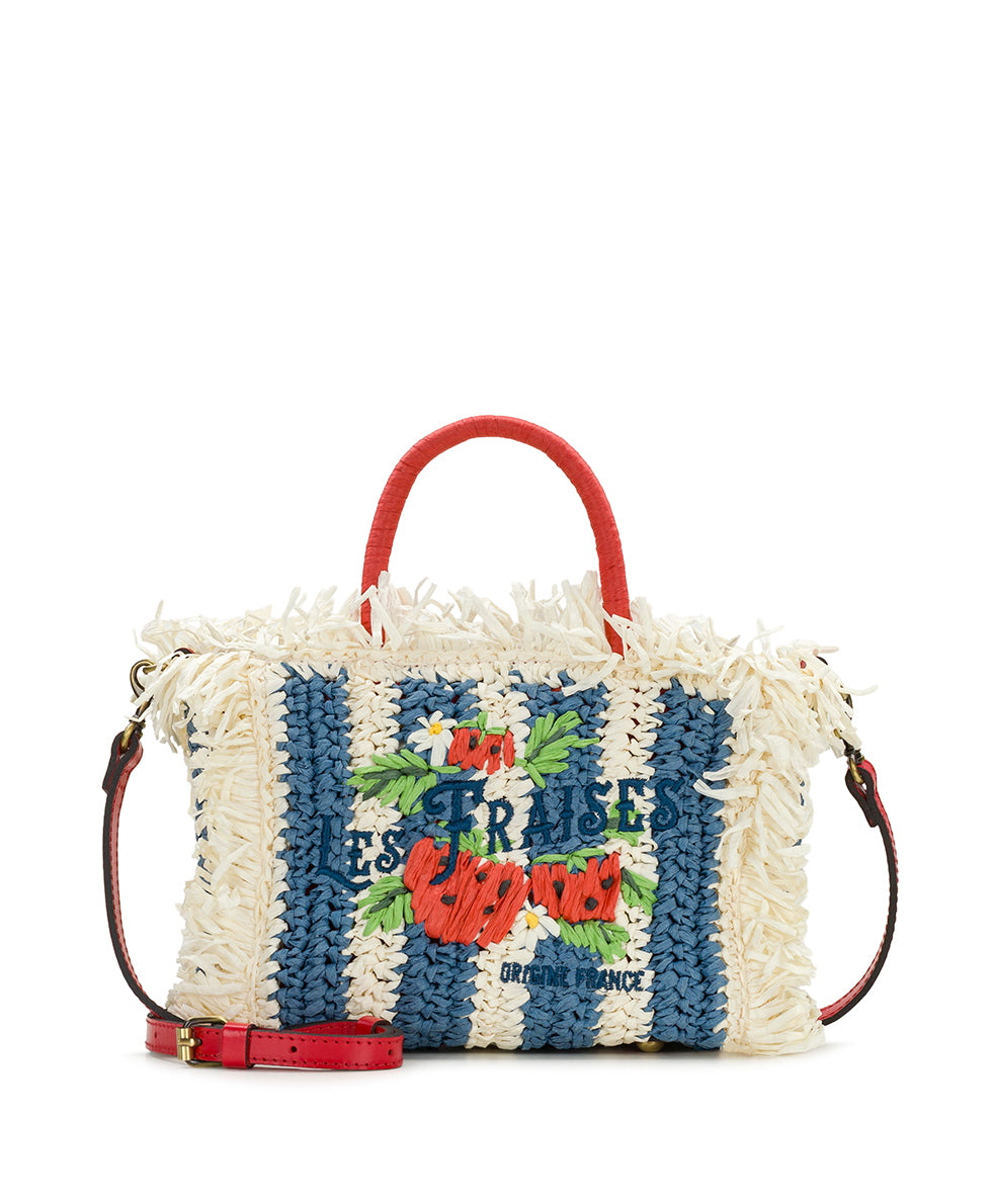 Female - Les Fraises Small Tote - Specialty Woven - white/blue - by Patricia Nash - View 1 of 7
