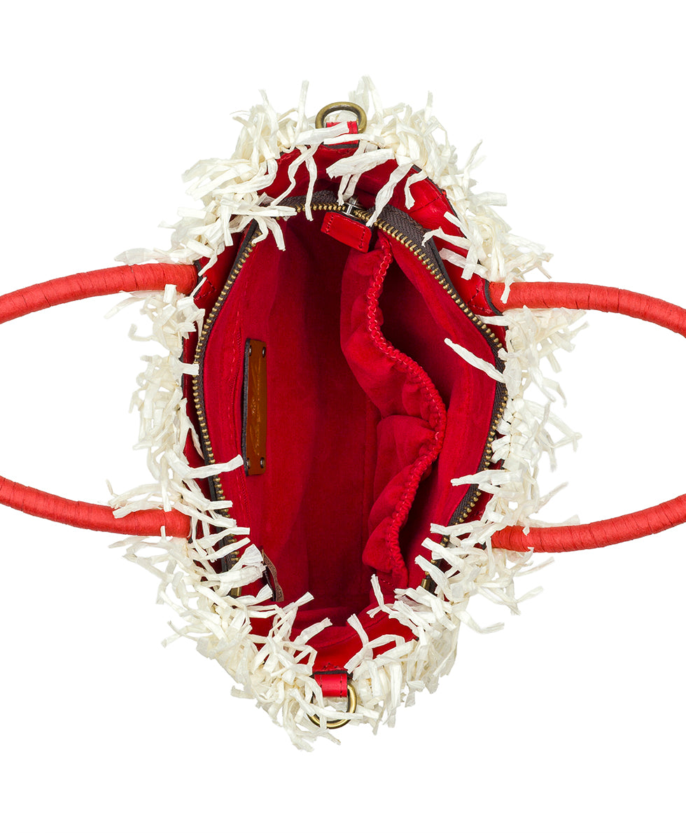 Female - Les Fraises Small Tote - Specialty Woven - white/blue - by Patricia Nash - View 7 of 7