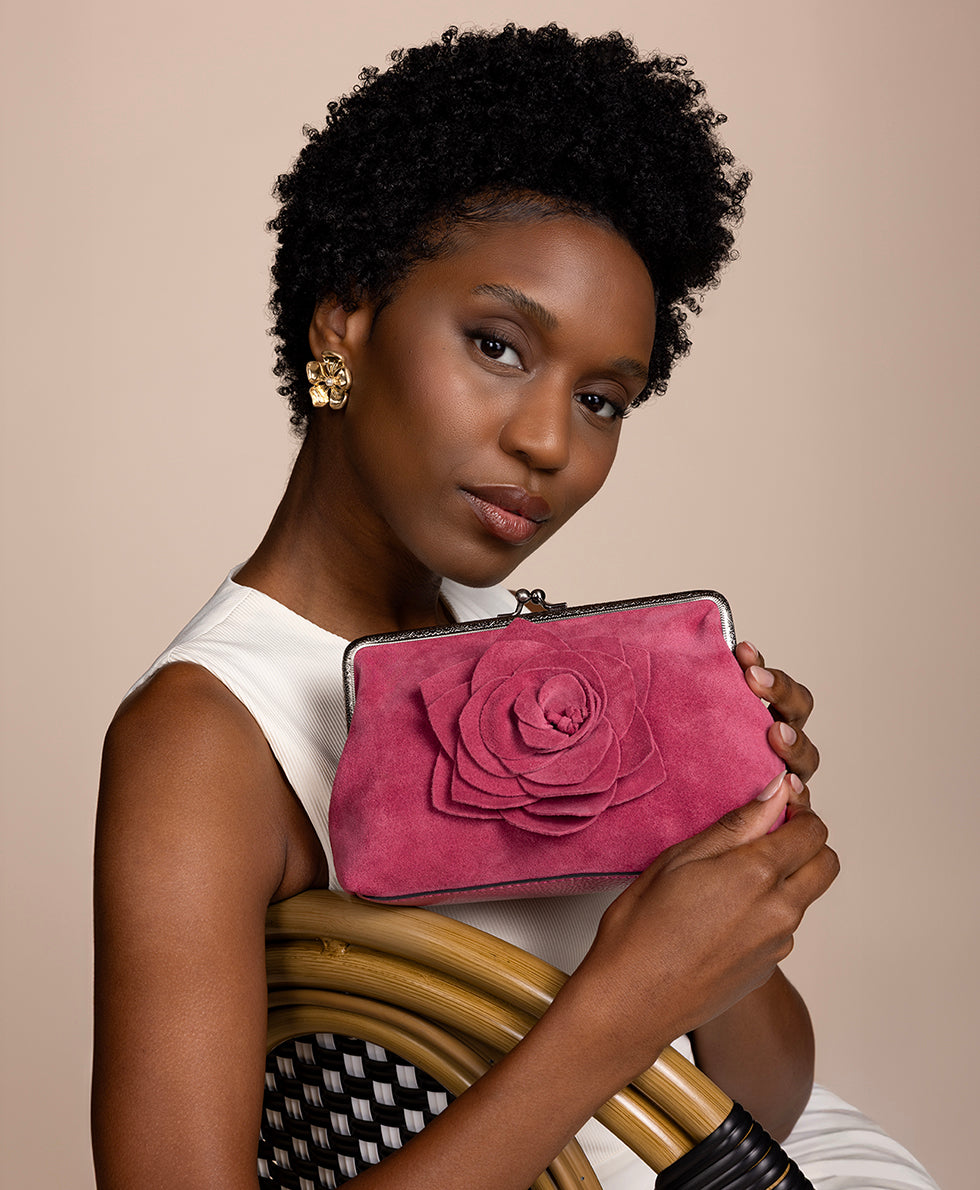 イマン　アンナ　レターラック　マニー　ローズ Borriana Frame with Parisian Rose Tooling - Suede Leather