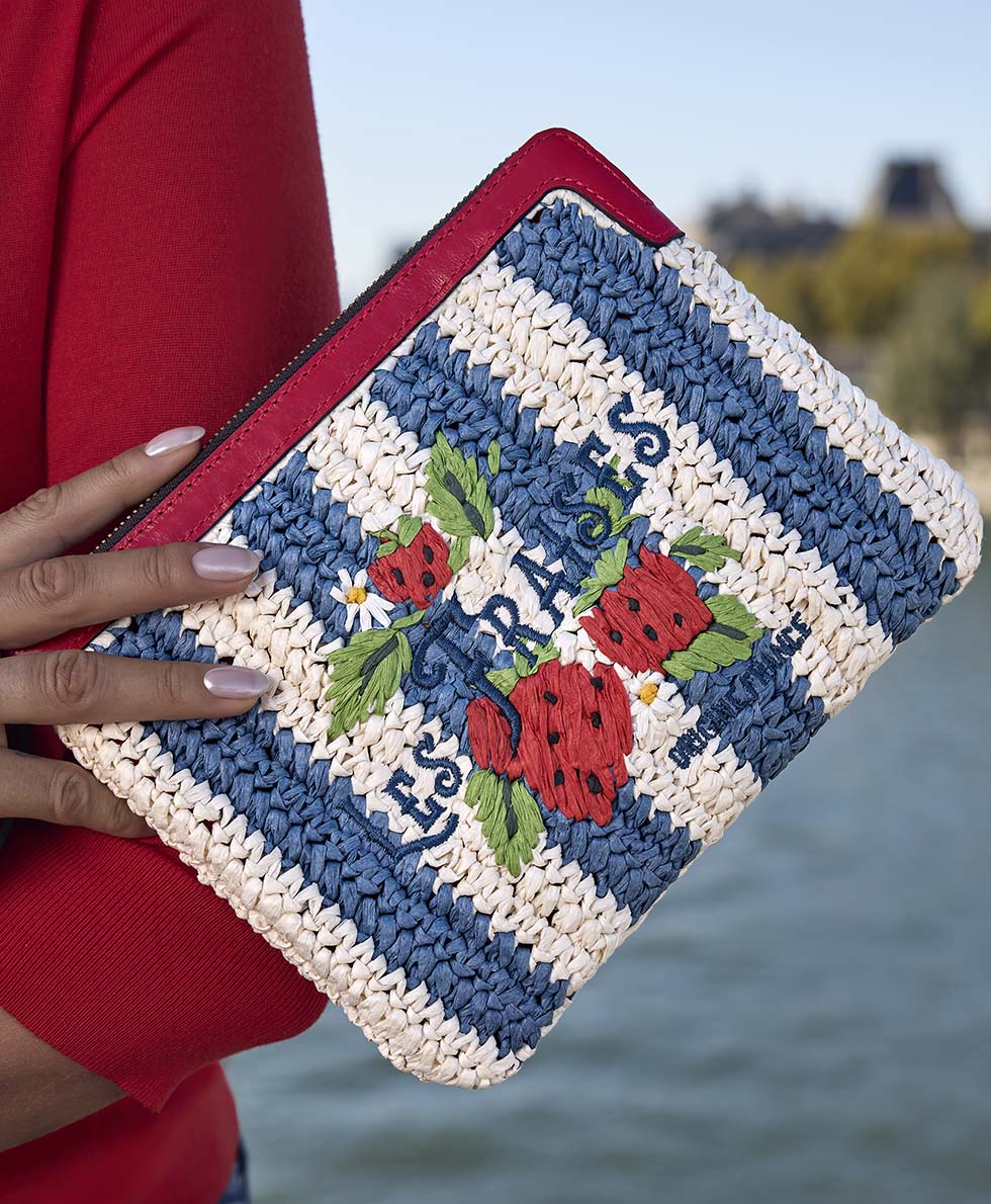 Female - Les Fraises Wristlet - Specialty Woven - white/blue - by Patricia Nash - View 5 of 5