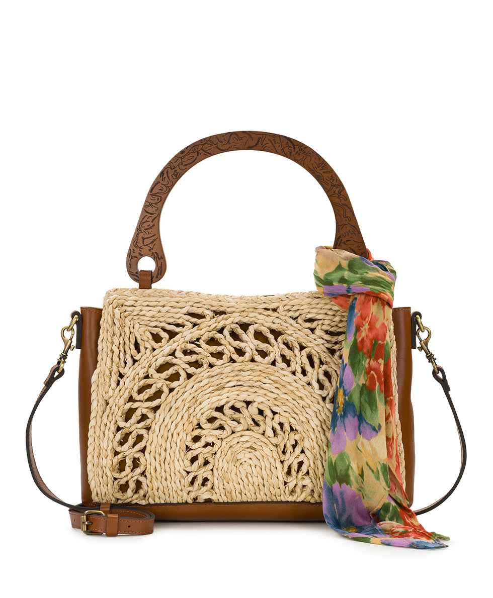 Female - Estelle Straw Tote with Scarf - Specialty Woven - honey/natural - by Patricia Nash - View 1 of 13