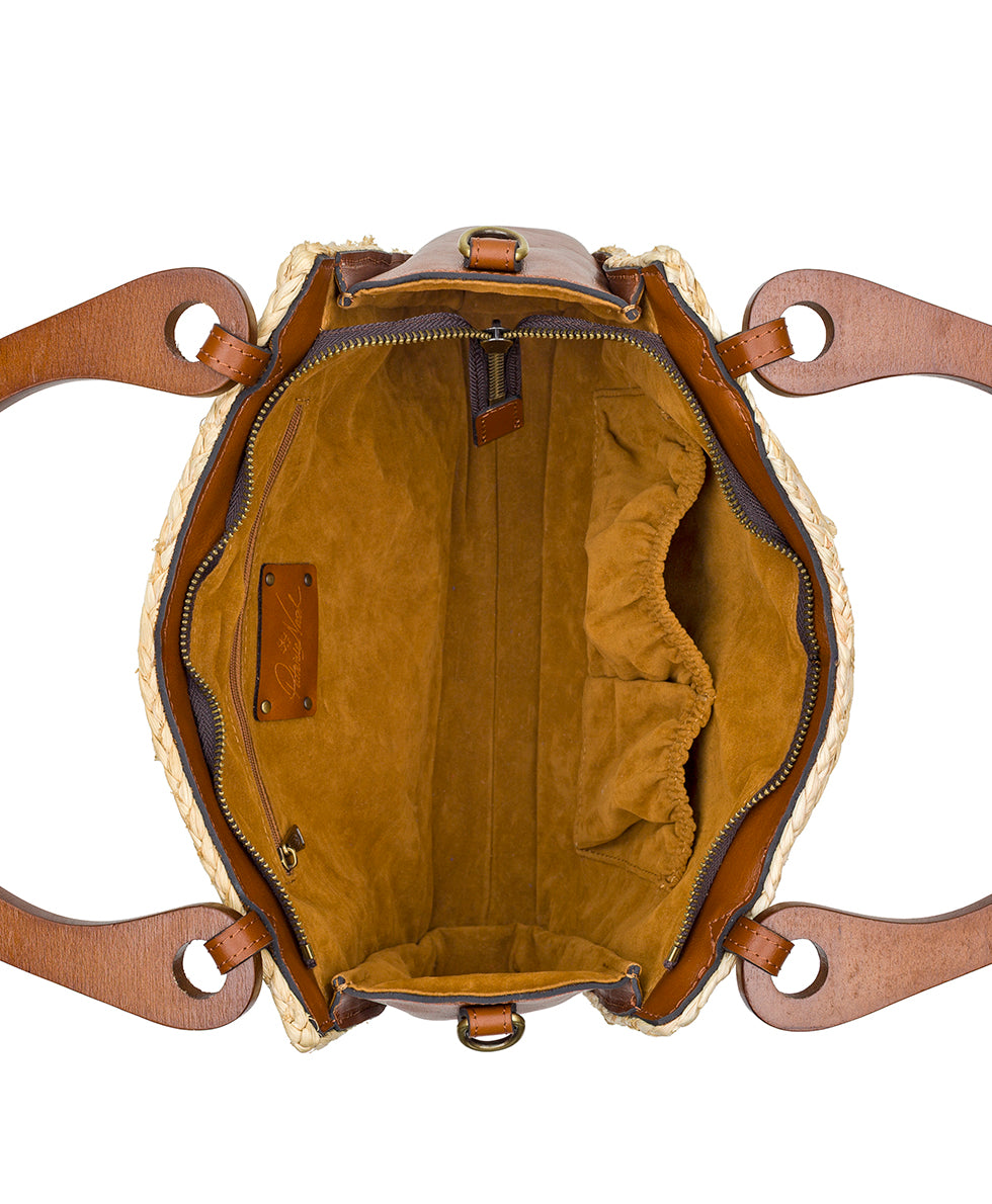 Female - Estelle Straw Tote with Scarf - Specialty Woven - honey/natural - by Patricia Nash - View 4 of 13