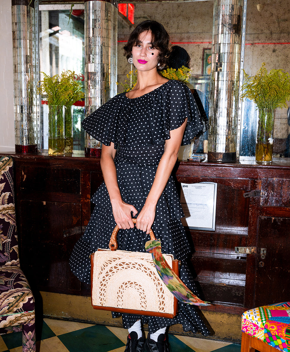 Female - Estelle Straw Tote with Scarf - Specialty Woven - honey/natural - by Patricia Nash - View 4 of 14