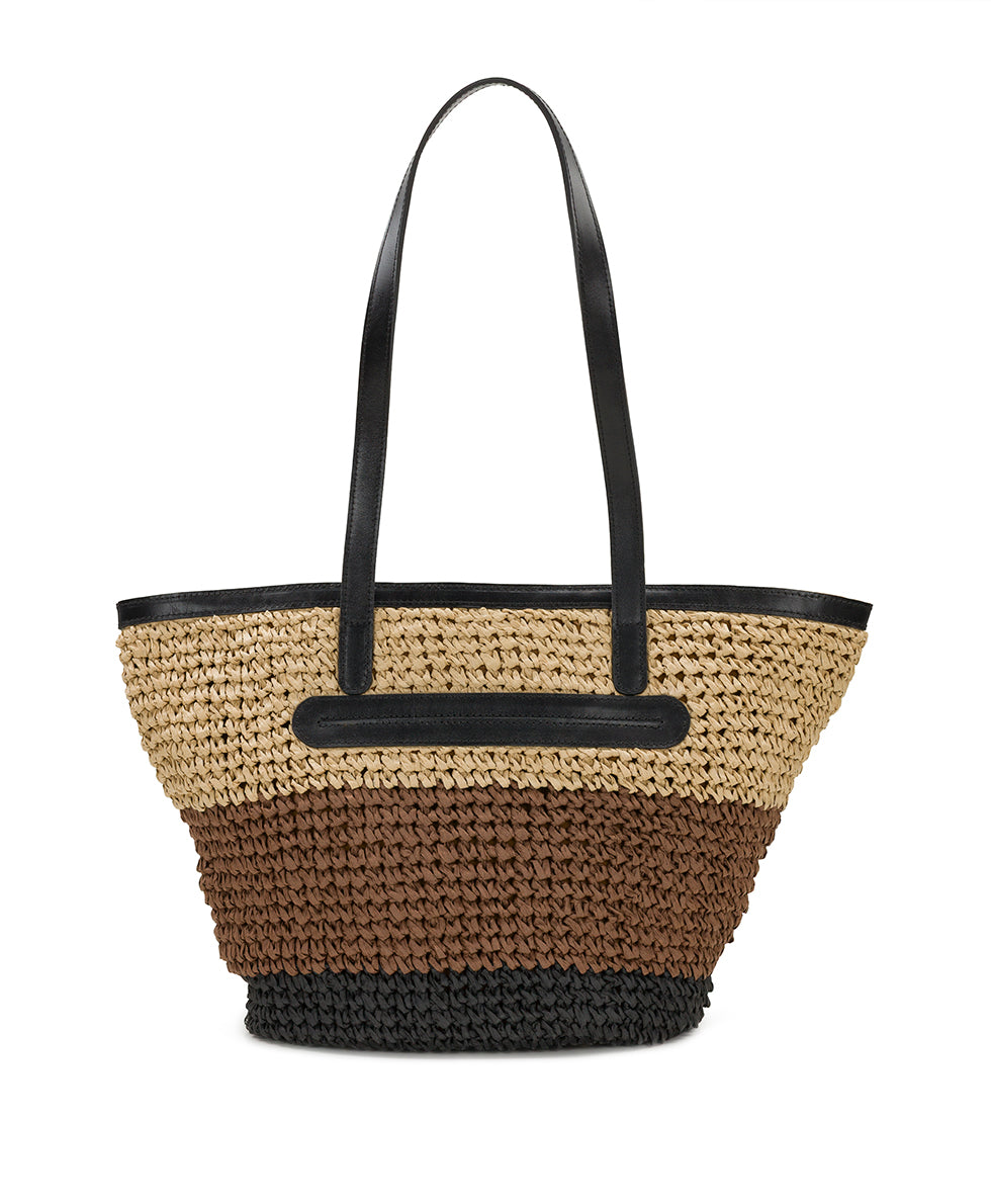 Female - Marconia Tote with Pom Pom Tassel - Specialty Woven - black/cognac - by Patricia Nash - View 2 of 10
