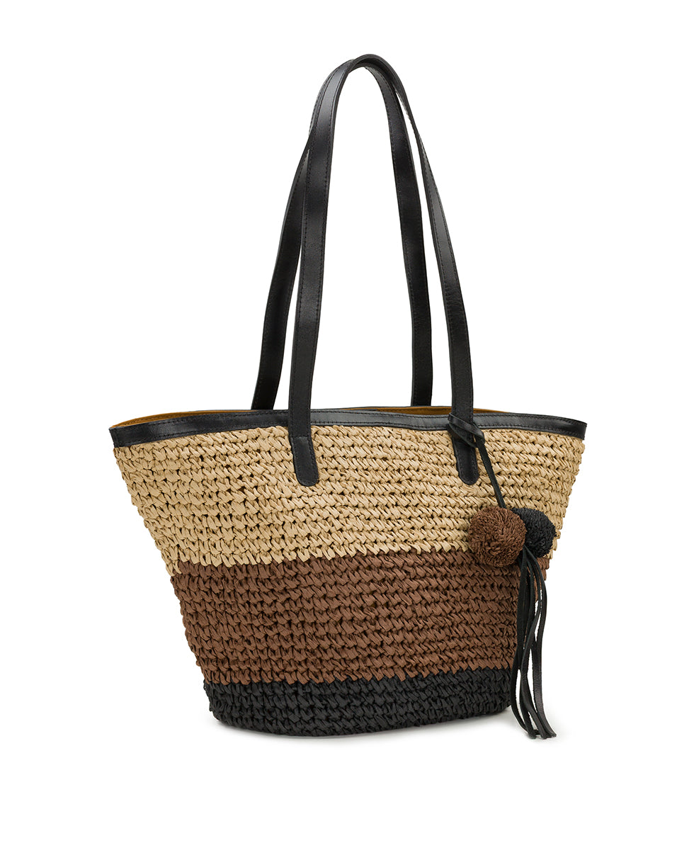 Female - Marconia Tote with Pom Pom Tassel - Specialty Woven - black/cognac - by Patricia Nash - View 3 of 10