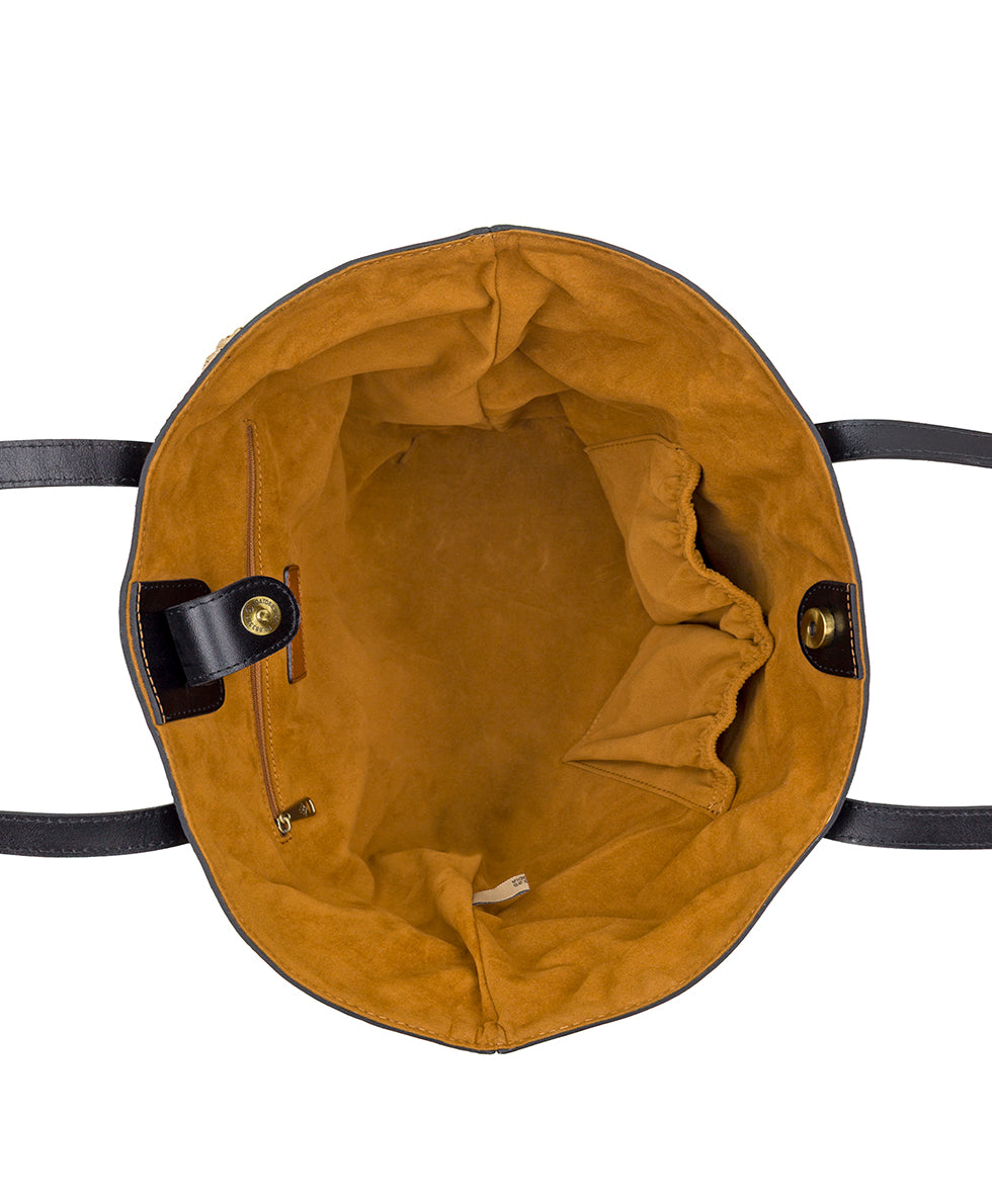 Female - Marconia Tote with Pom Pom Tassel - Specialty Woven - black/cognac - by Patricia Nash - View 4 of 10