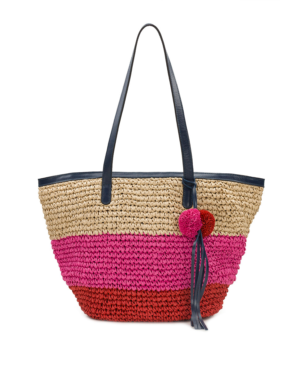Female - Marconia Tote with Pom Pom Tassel - Specialty Woven - black/cognac - by Patricia Nash - View 5 of 10