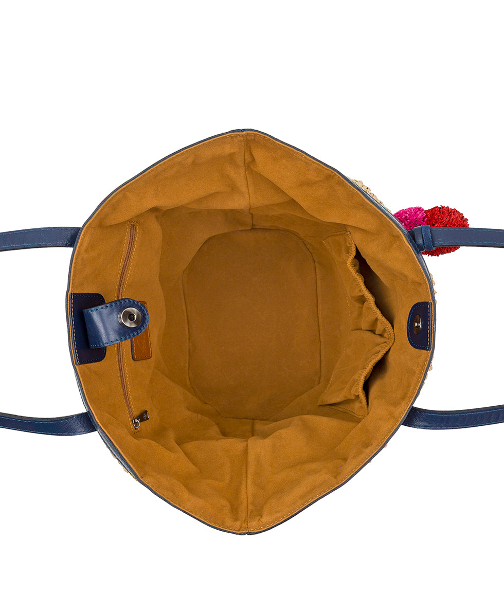 Female - Marconia Tote with Pom Pom Tassel - Specialty Woven - black/cognac - by Patricia Nash - View 8 of 10