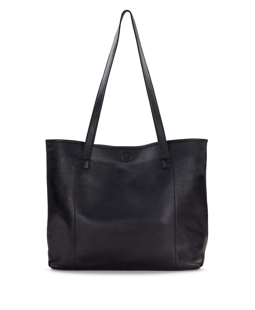 Female - Elise Tote | Brazilian Rugged Leather | Black - black - by Patricia Nash - View 1 of 6