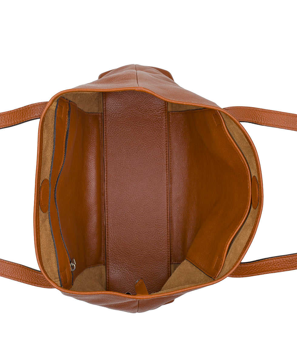 Female - Elise Tote | Brazilian Rugged Leather | Cognac - cognac - by Patricia Nash - View 3 of 7