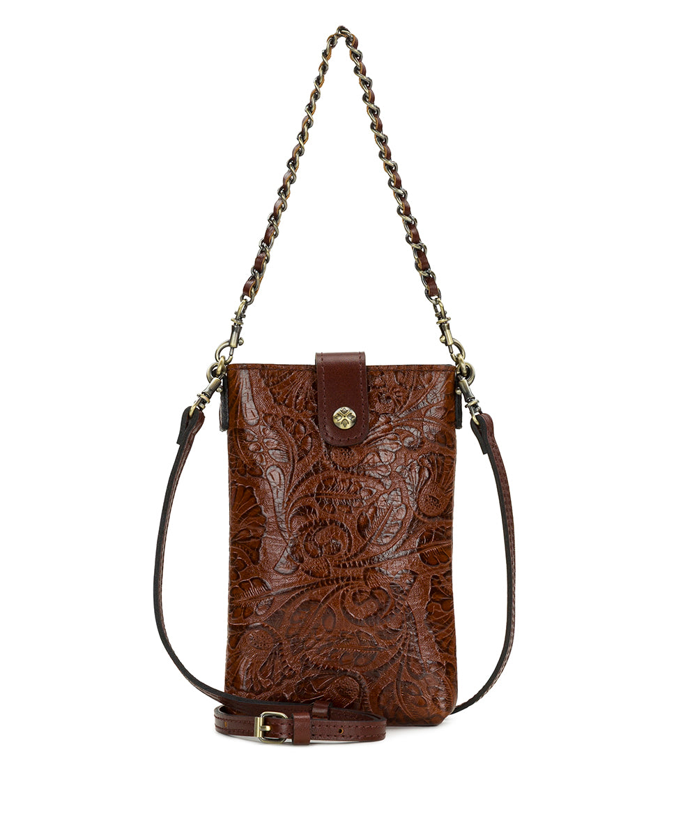 Female - Leontine Crossbody | Brazilian Supple Tooled | Cognac - cognac - by Patricia Nash - View 1 of 4