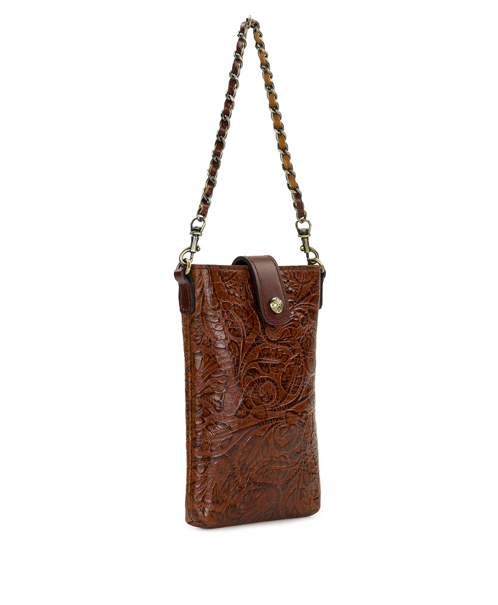 Female - Leontine Crossbody | Brazilian Supple Tooled | Cognac - cognac - by Patricia Nash - View 3 of 4