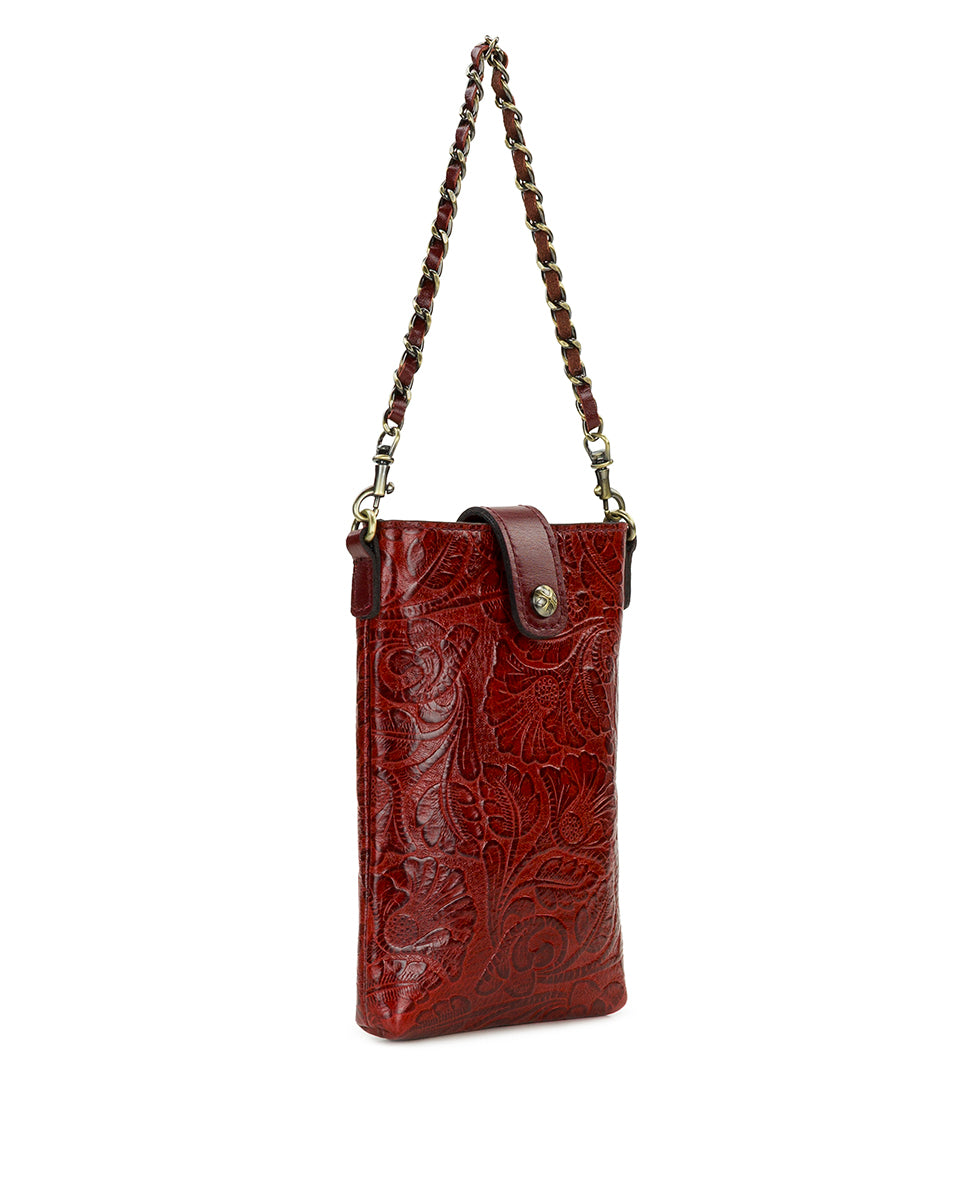 Female - Leontine Crossbody | Brazilian Supple Tooled | Red - red - by Patricia Nash - View 3 of 4