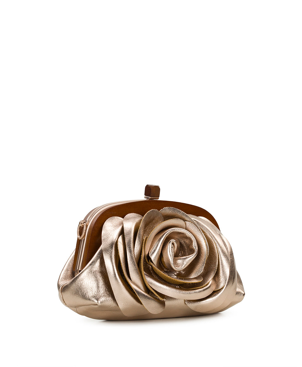 Female - Joelle Wooden Frame Crossbody | Vintage Distressed Metallic | Champagne - champagne - by Patricia Nash - View 4 of 6