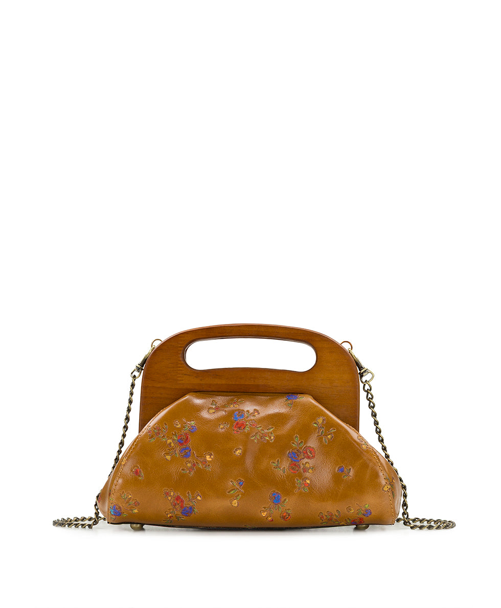 Female - Meuse Wooden Frame Crossbody - Fleur de Jardin Embossed - light tan - by Patricia Nash - View 1 of 4