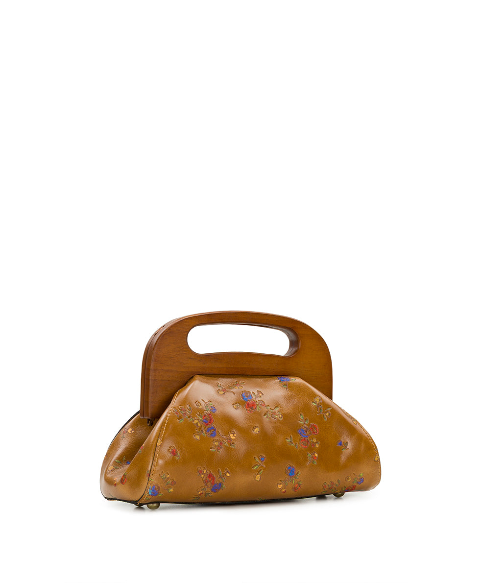 Female - Meuse Wooden Frame Crossbody - Fleur de Jardin Embossed - light tan - by Patricia Nash - View 3 of 4