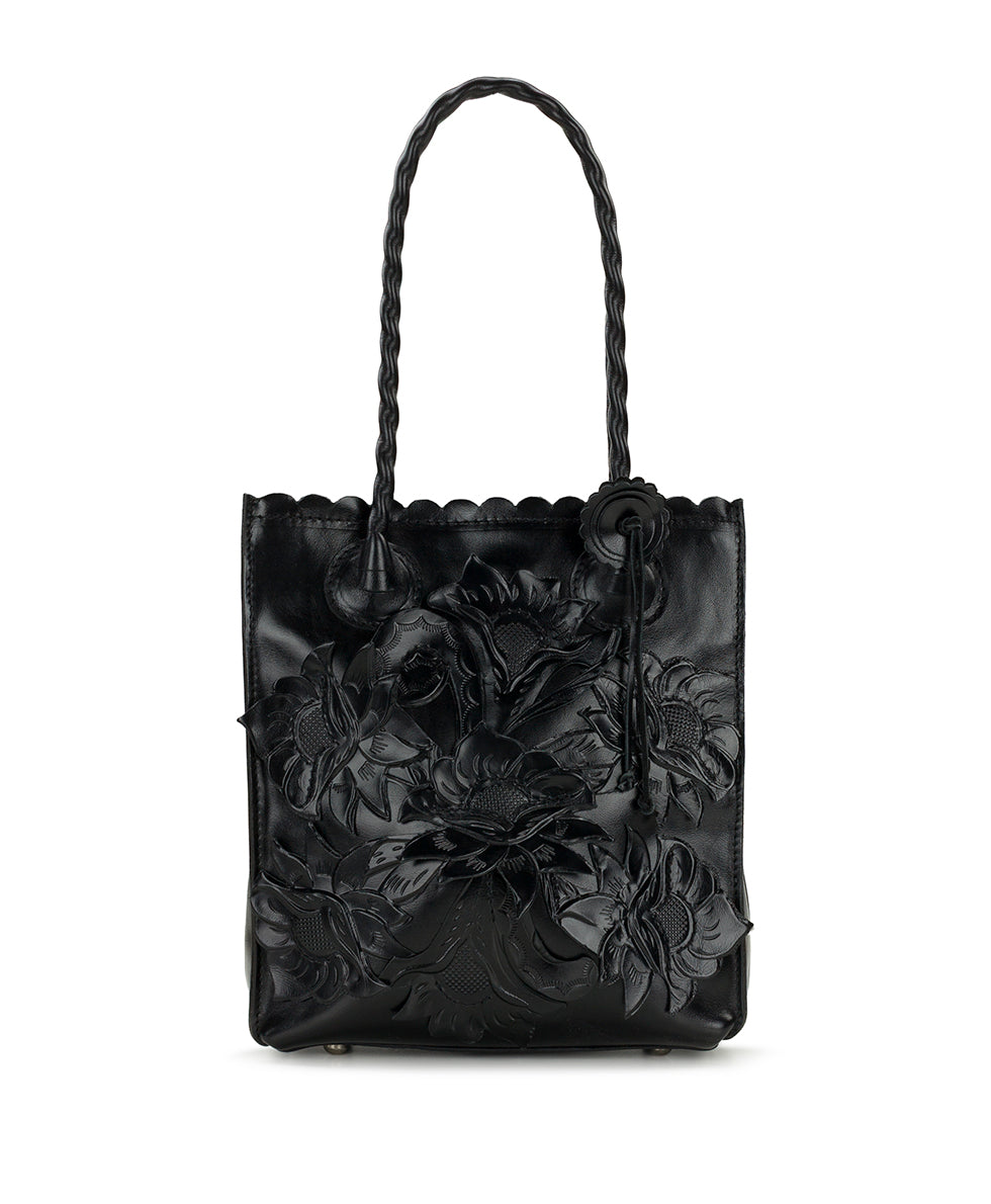 Female - Charline Tote | Cavo Tooled Applique | Distressed Black - distressed black - by Patricia Nash - View 1 of 6