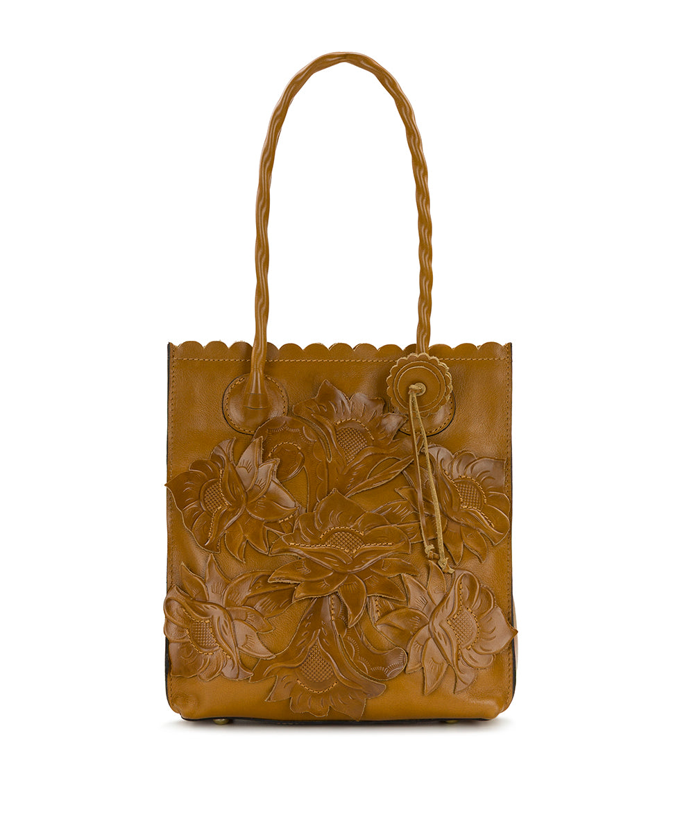 Female - Charline Tote | Cavo Tooled Applique | Distressed Light Tan - light tan - by Patricia Nash - View 1 of 6