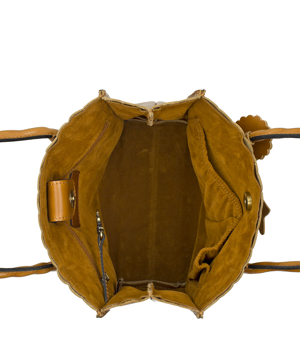 Female - Charline Tote | Cavo Tooled Applique | Distressed Light Tan - light tan - by Patricia Nash - View 5 of 6