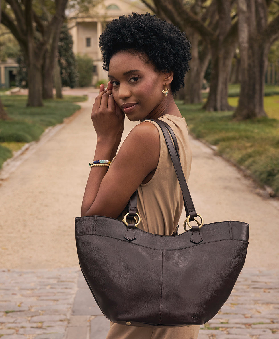 Female - Meudon Tote | Rugged Natural Grain | Chocolate - chocolate - by Patricia Nash - View 2 of 5