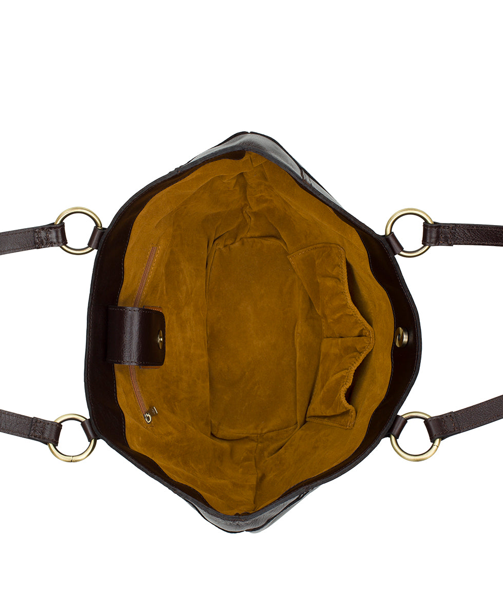 Female - Meudon Tote | Rugged Natural Grain | Chocolate - chocolate - by Patricia Nash - View 5 of 5
