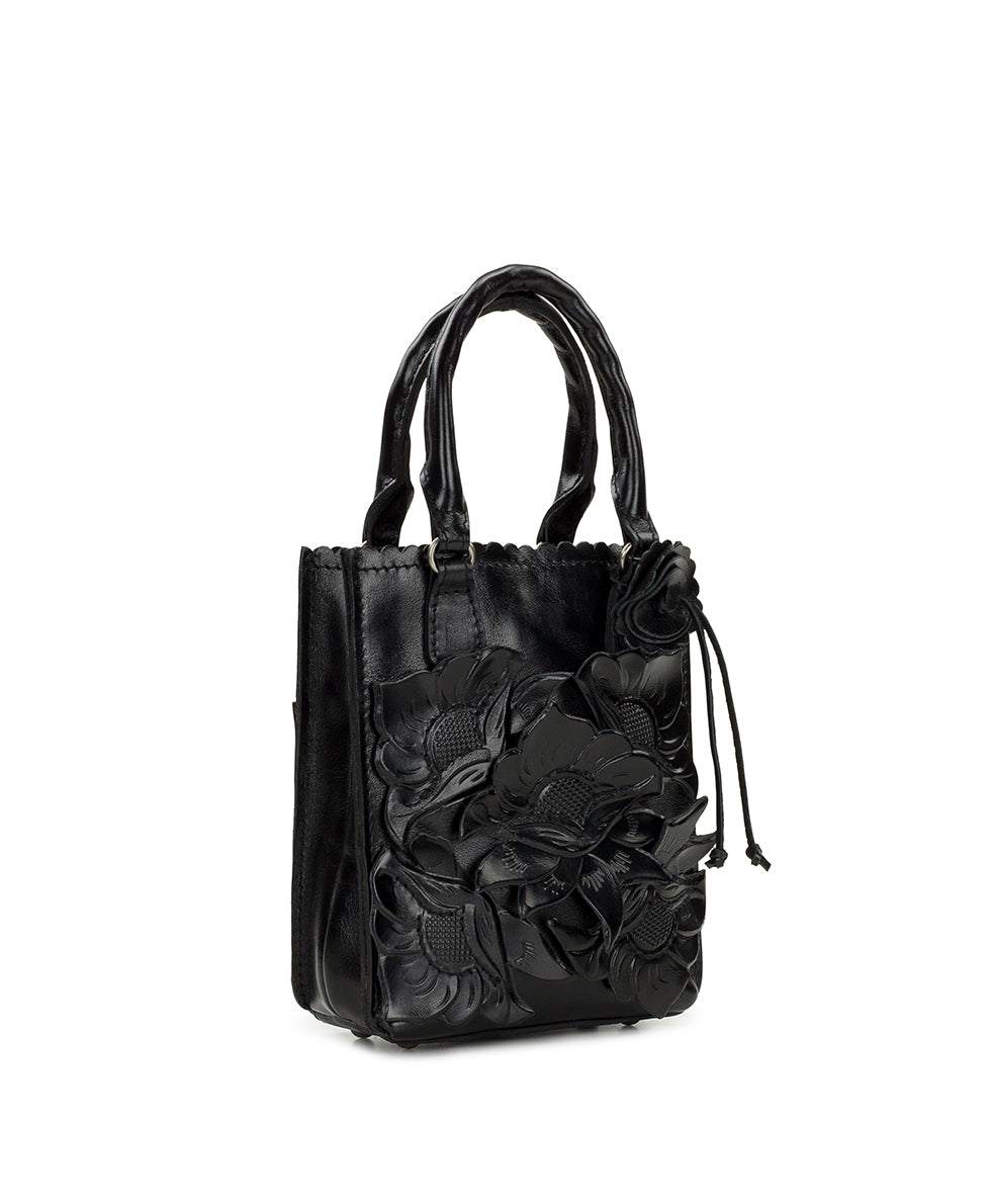 Female - Noella Tote Crossbody  | Cavo Tooled Applique | Distressed Black - distressed black - by Patricia Nash - View 3 of 4