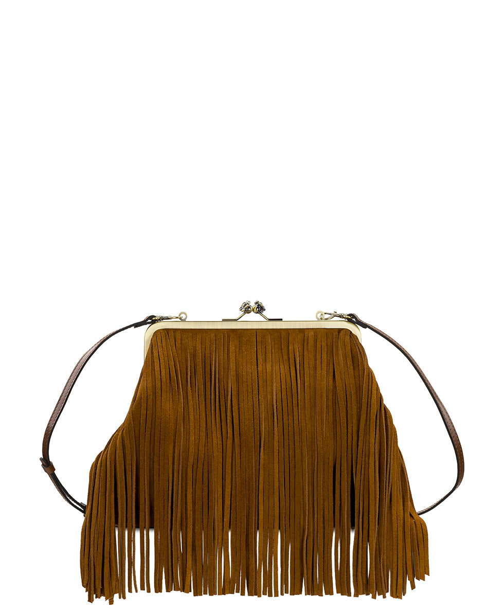 Female - Vivienne Frame Crossbody | Suede Fringe | Cognac - cognac - by Patricia Nash - View 1 of 6