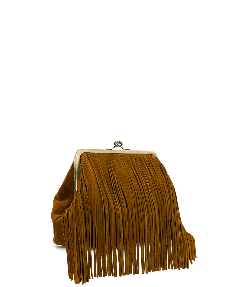 Female - Vivienne Frame Crossbody | Suede Fringe | Cognac - cognac - by Patricia Nash - View 4 of 6