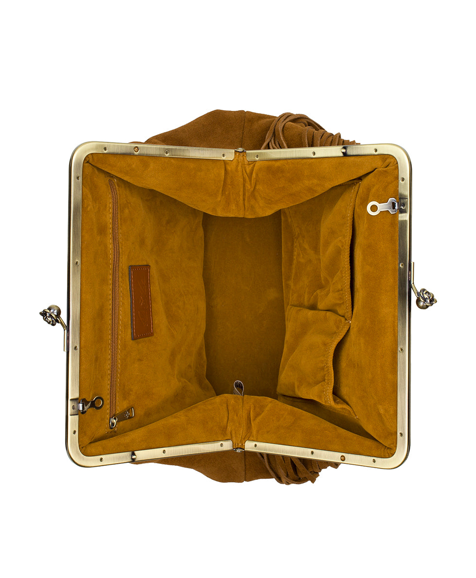Female - Vivienne Frame Crossbody | Suede Fringe | Cognac - cognac - by Patricia Nash - View 5 of 6