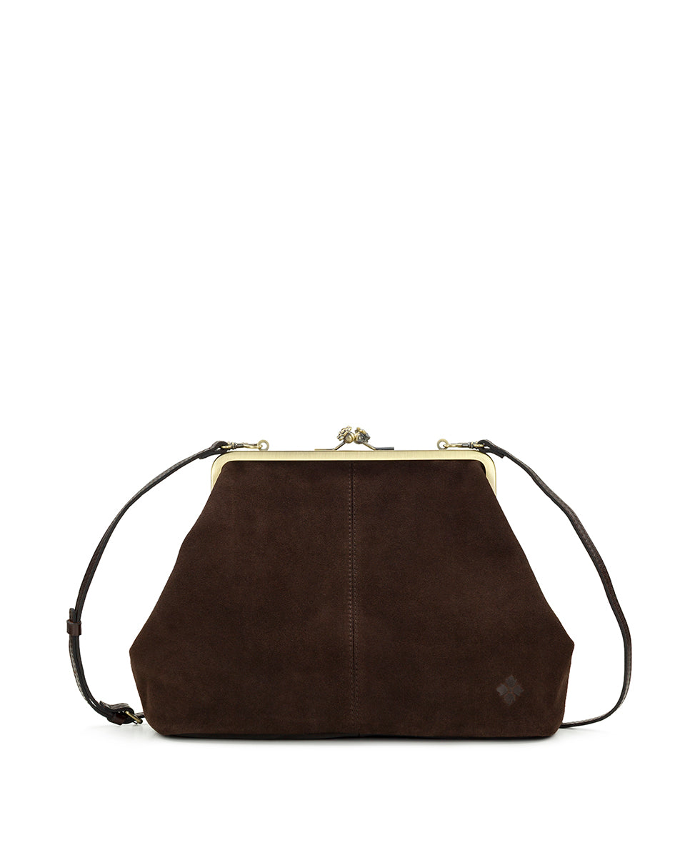 Female - Vivienne Frame Crossbody | Suede Leather | Chocolate - chocolate - by Patricia Nash - View 1 of 4