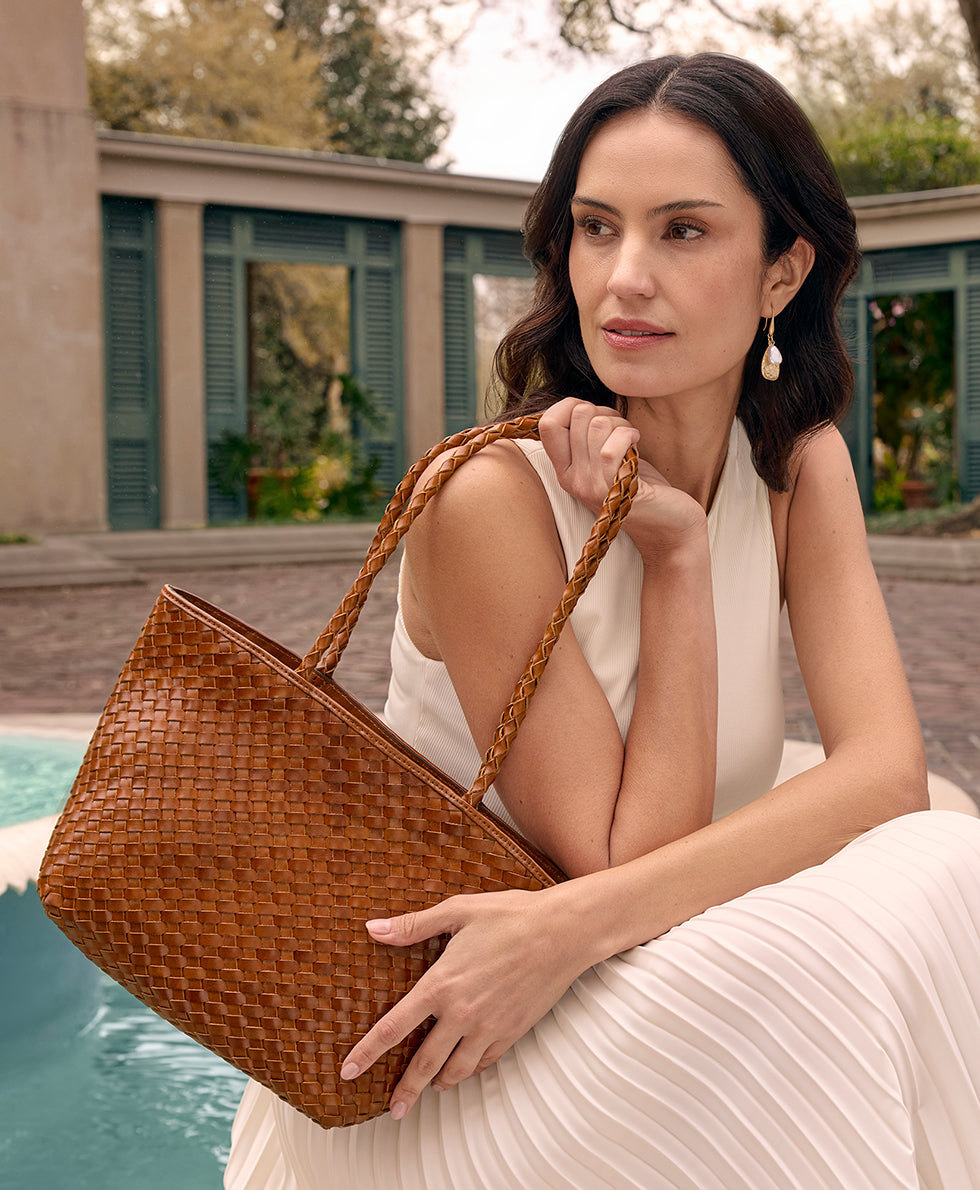 Olivia Satchel Tote - Hand Stained Woven – Patricia Nash