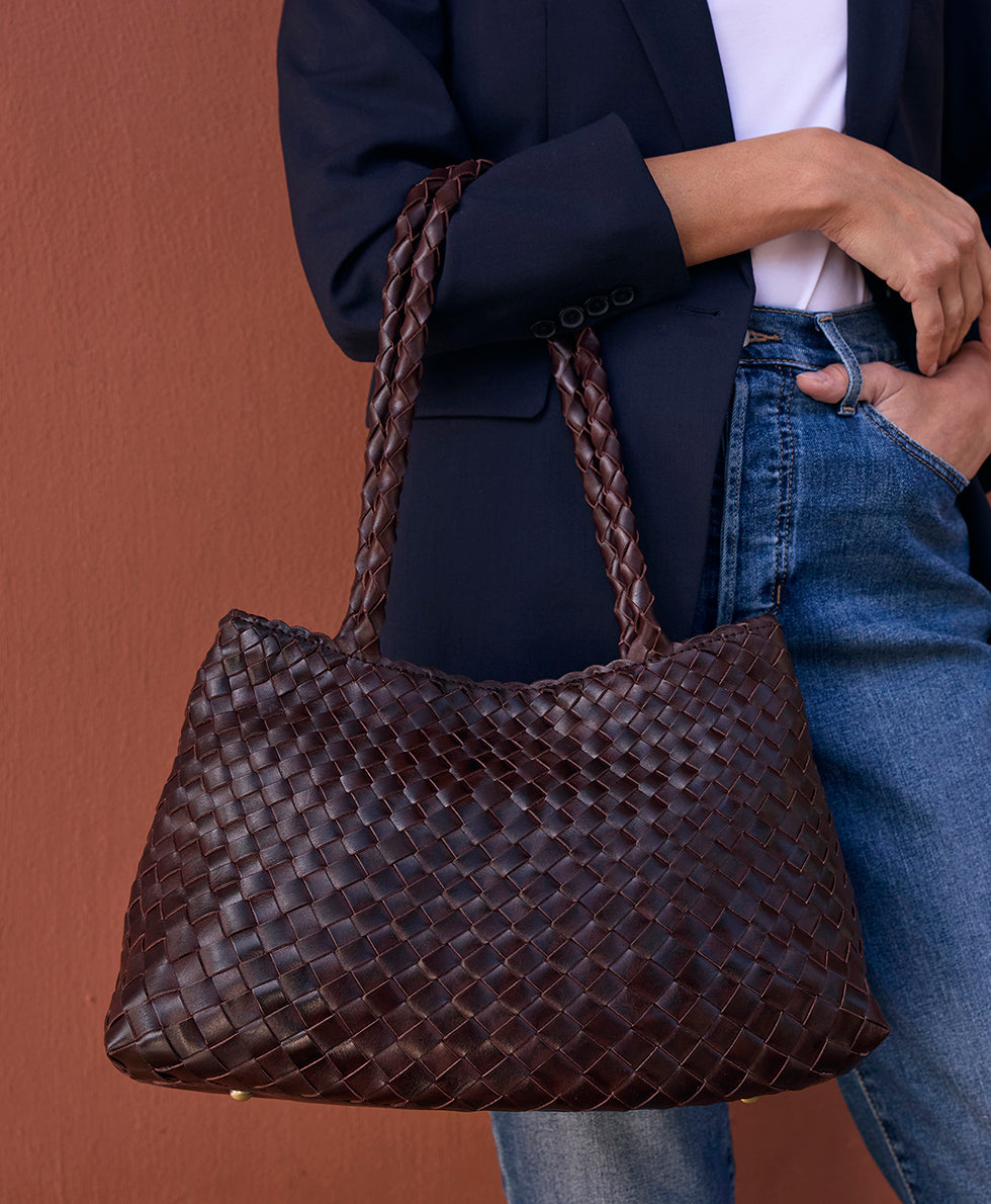 Cheri Large Satchel - Hand Stained Woven – Patricia Nash