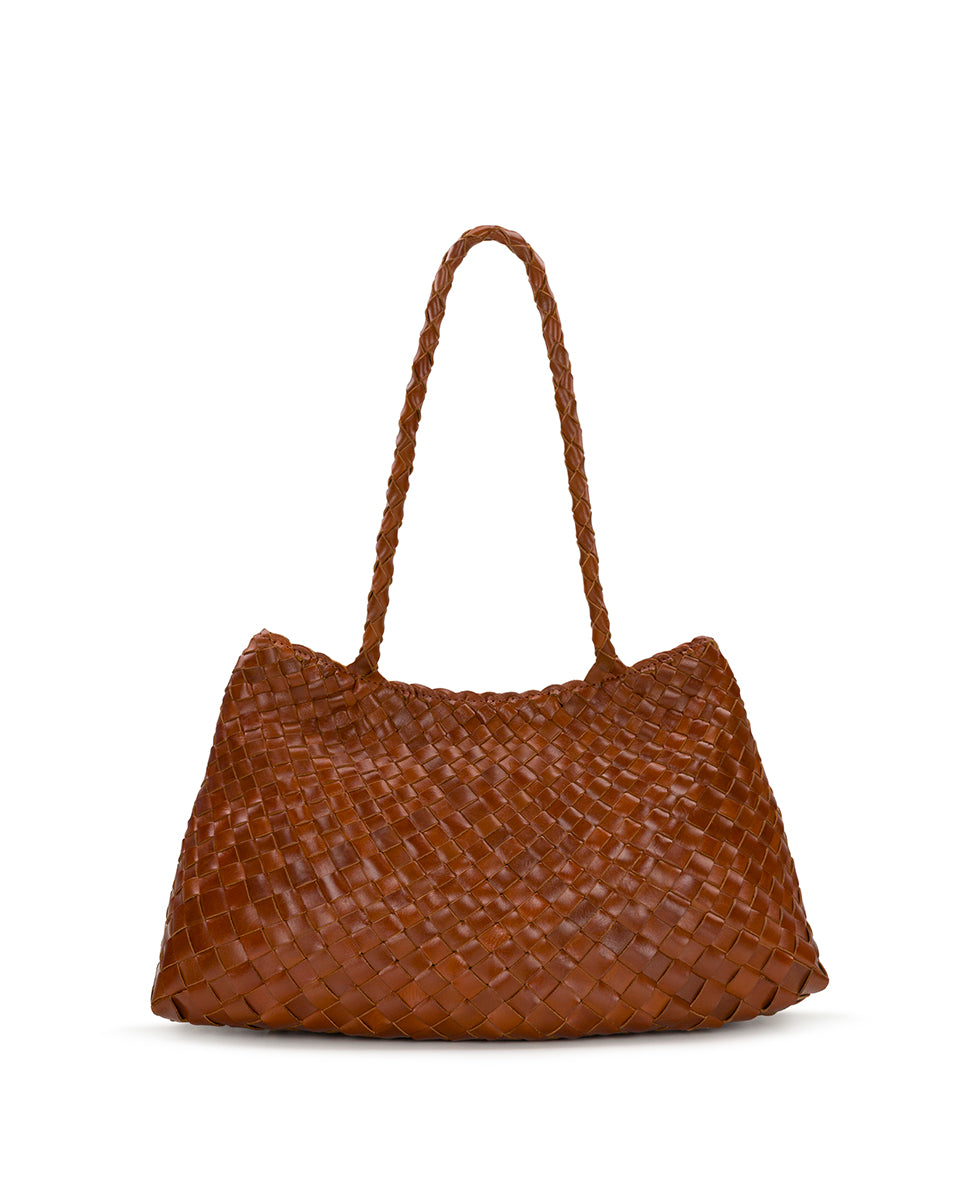 Female - Cheri Large Satchel - Hand Stained Woven - cognac - by Patricia Nash - View 6 of 14