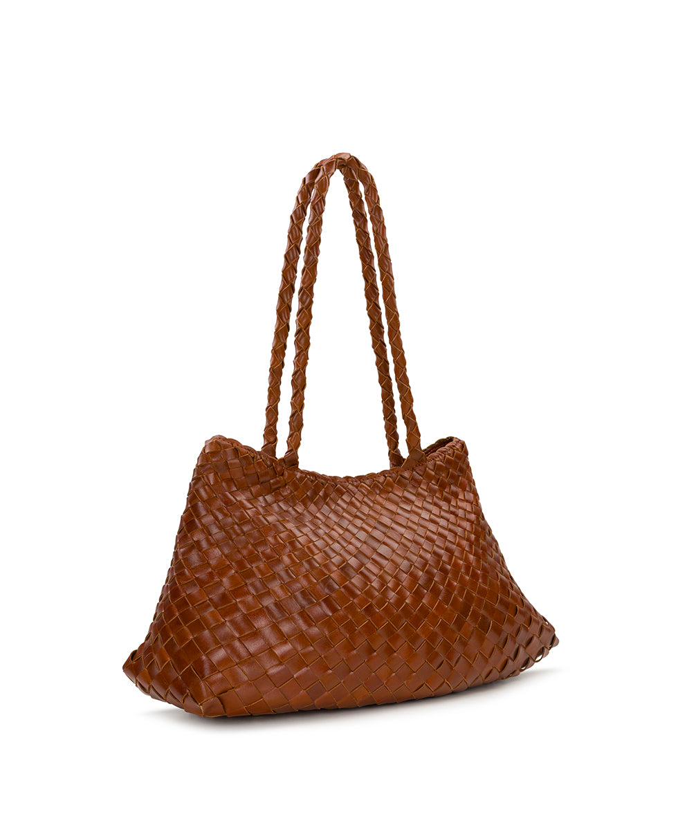 Female - Cheri Large Satchel - Hand Stained Woven - cognac - by Patricia Nash - View 9 of 14